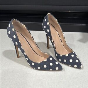 Charles & Keith Black and White Polka Dot Heels